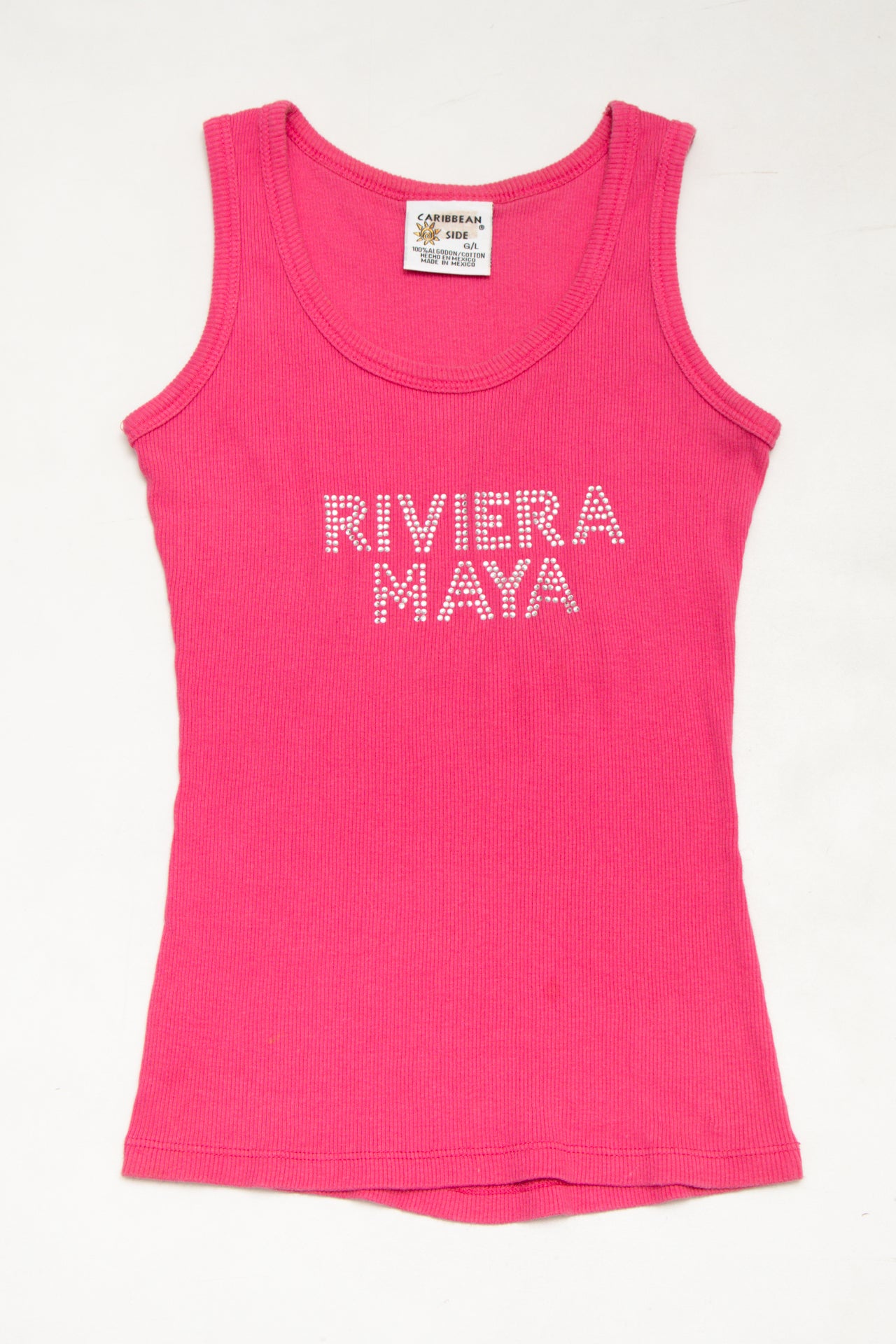 #108 Caribbean Side Ribbed Tank Top Hot Pink | c. 174 | Size 10/12