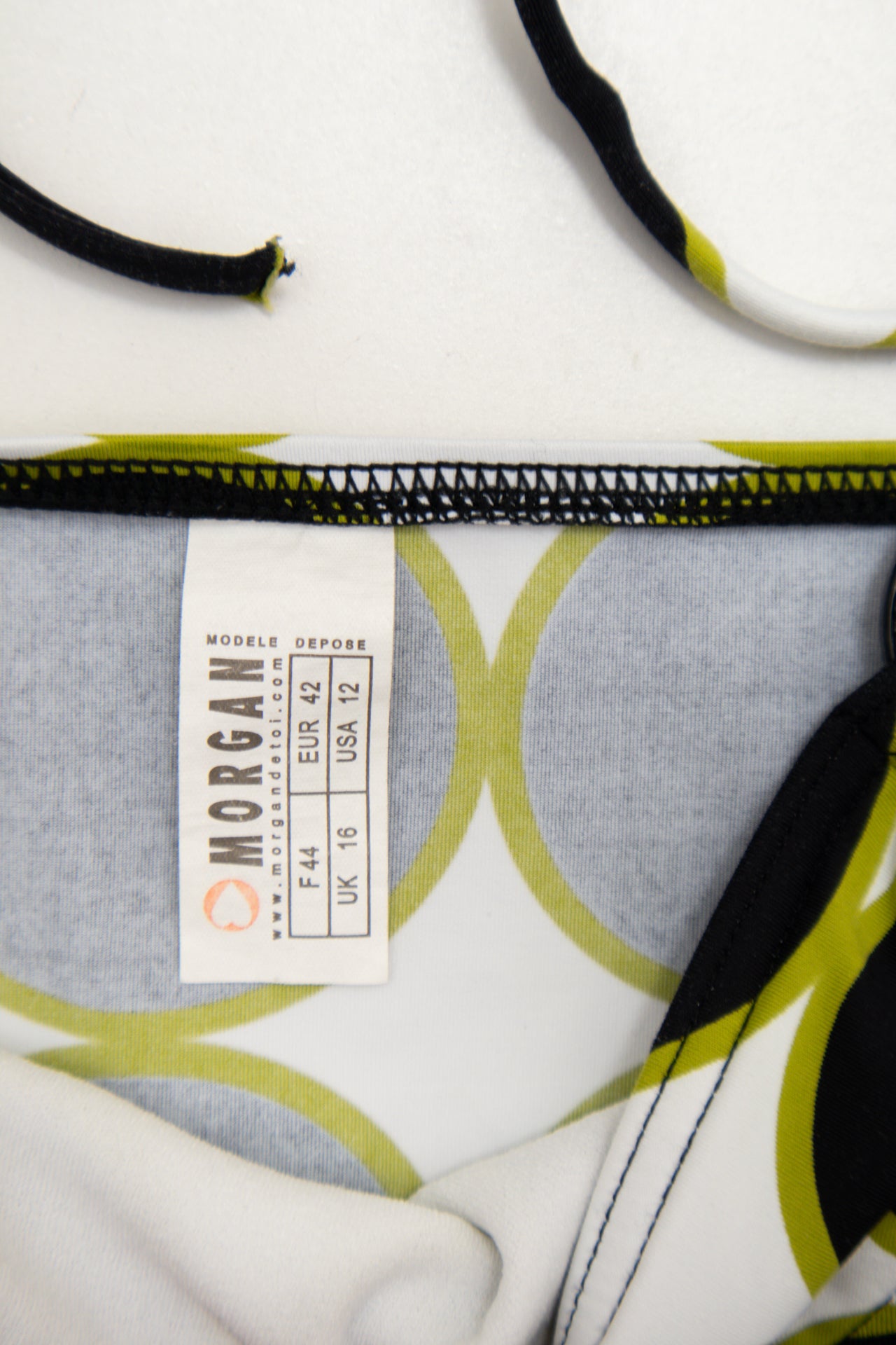 #185 Morgan Bikini Set (bandeau Top And Briefs) Black, White, And Chartreuse/yellow-green | c. 174 | Size 14