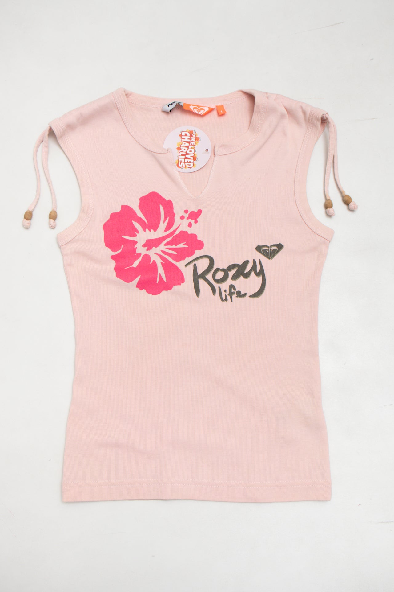 #127 Roxy Sleeveless Graphic T-shirt Pink | c. 173 | Size 6