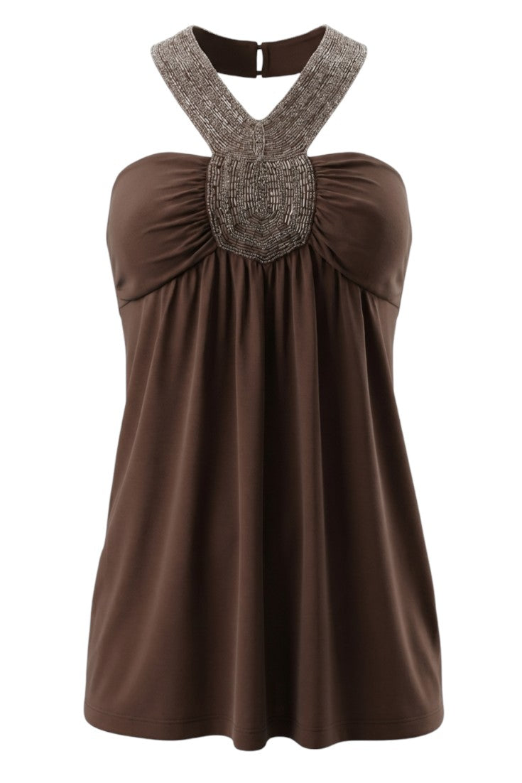 #44 Charlotte Russe Halter Top Brown | c. 177 | Size 10